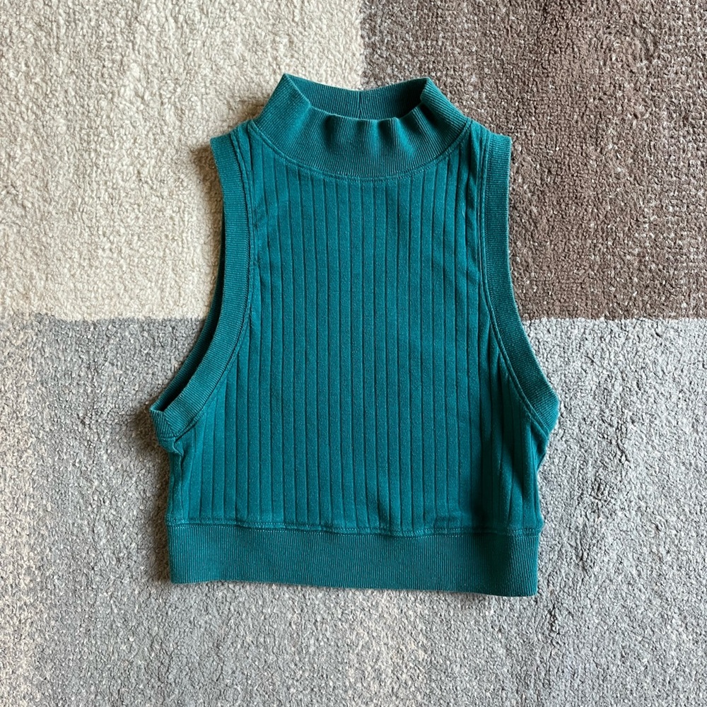 Forever 21 Teal Ribbed Crop Top